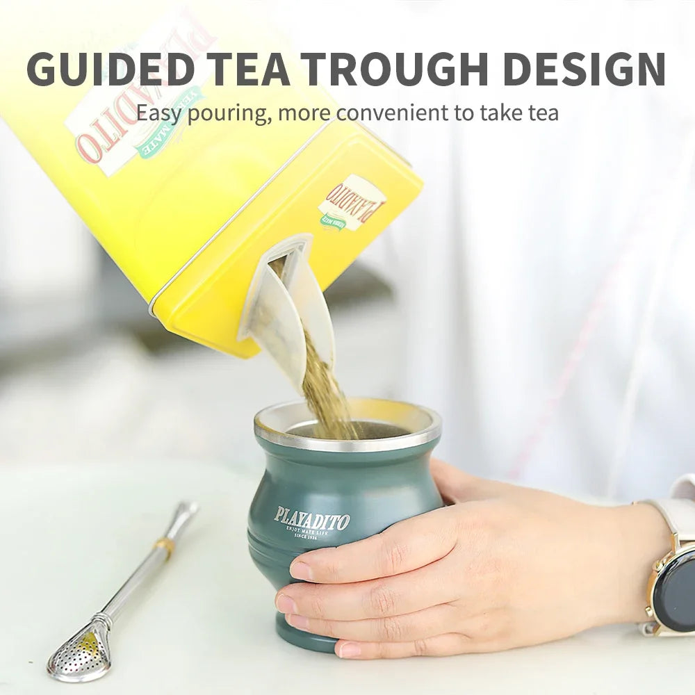 Yerbera Metal con Tapa 500g | Contenedor Hermético para Yerba Mate, Té y Café