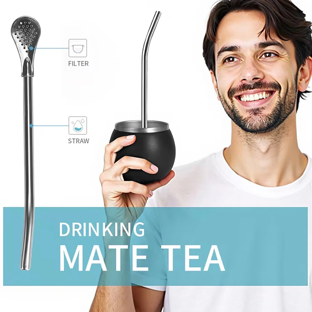 Set Termo Mate 3-en-1 | Botella Aislante 1.3L + Taza + Bombilla – Acero Inoxidable