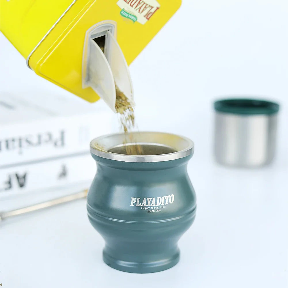 Yerbera Metal con Tapa 500g | Contenedor Hermético para Yerba Mate, Té y Café