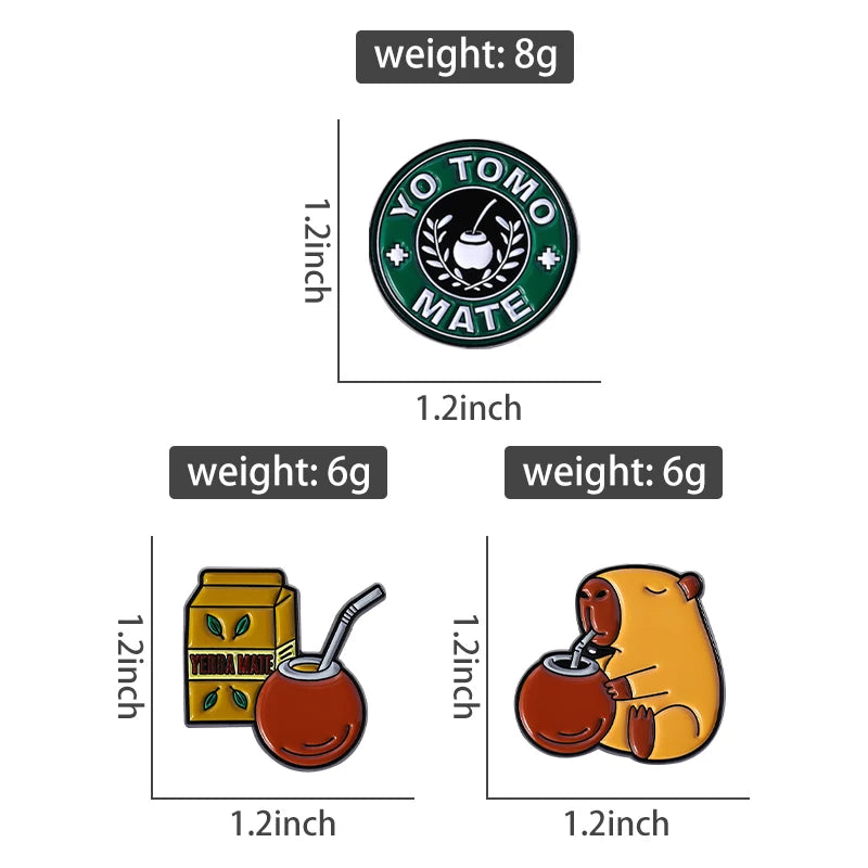 Pin Esmalte Capibara Tomando Mate | Broche "Yo Tomo Mate" – 3 Diseños