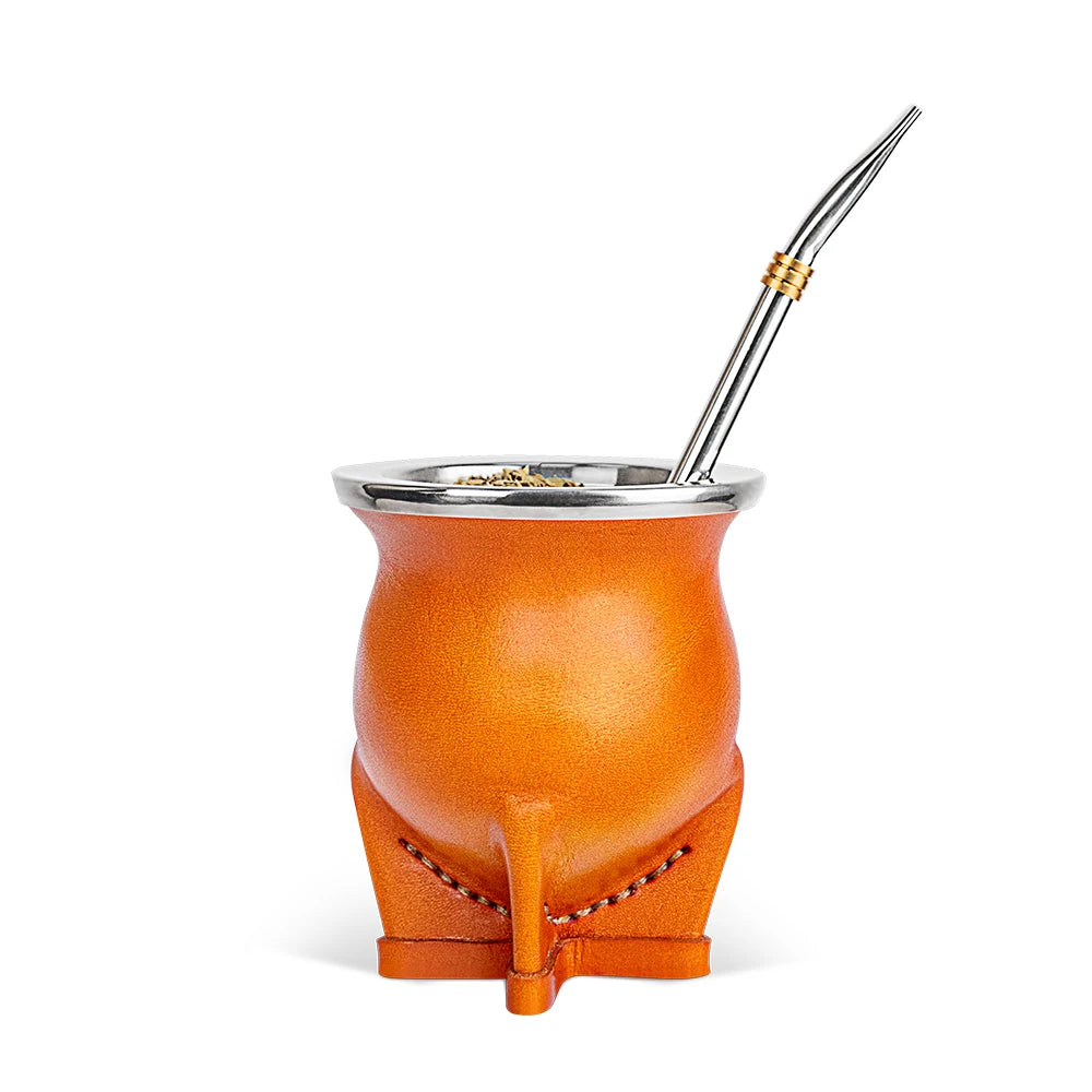 Mate con Interior de Cerámica | Taza Calabaza Argentina 200-400ml + Bombilla + Cepillo – 2 Colores
