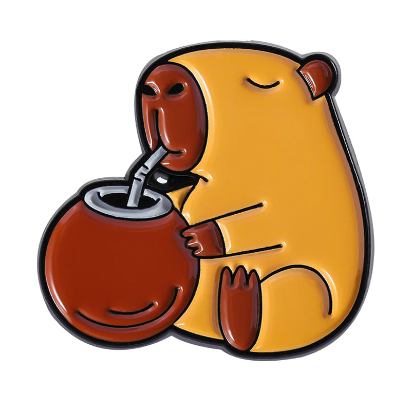Pin Esmalte Capibara Tomando Mate | Broche "Yo Tomo Mate" – 3 Diseños