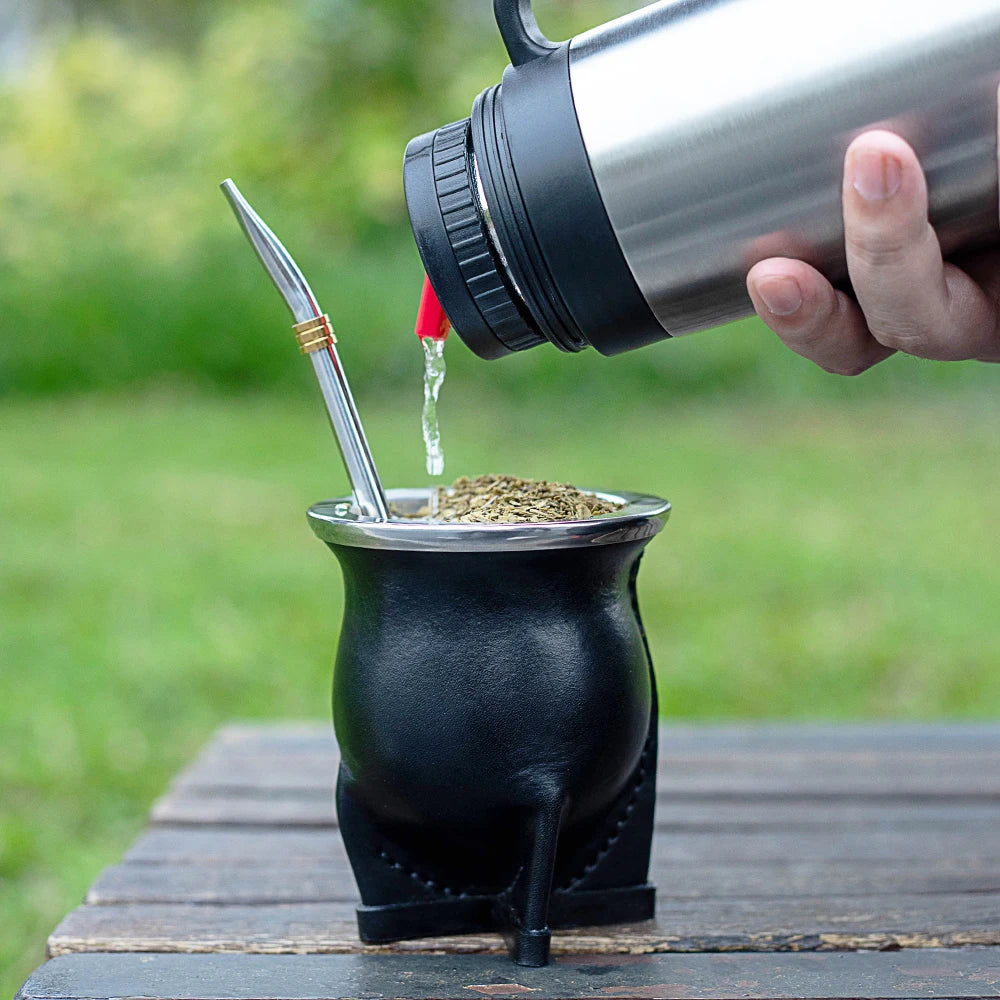 Mate con Interior de Cerámica | Taza Calabaza Argentina 200-400ml + Bombilla + Cepillo – 2 Colores