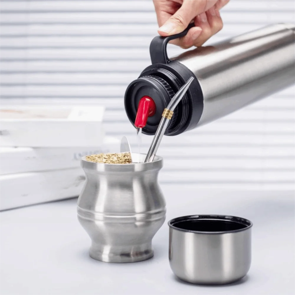 Termo para Yerba Mate 1L | Doble Pared Acero Inoxidable con Diseño para Bombilla – Vacío