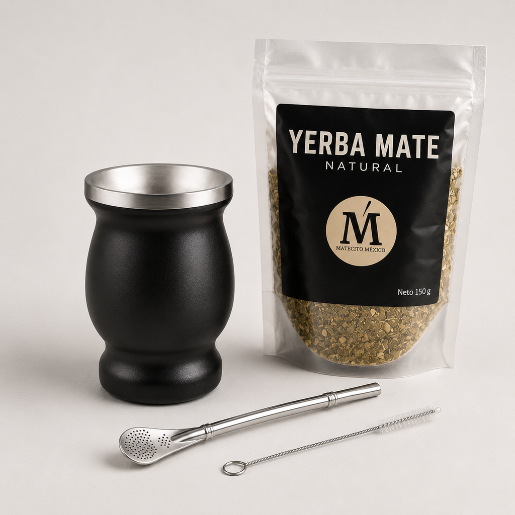 Mate de Acero Inoxidable Set Completo -Yerba Mate incluido.