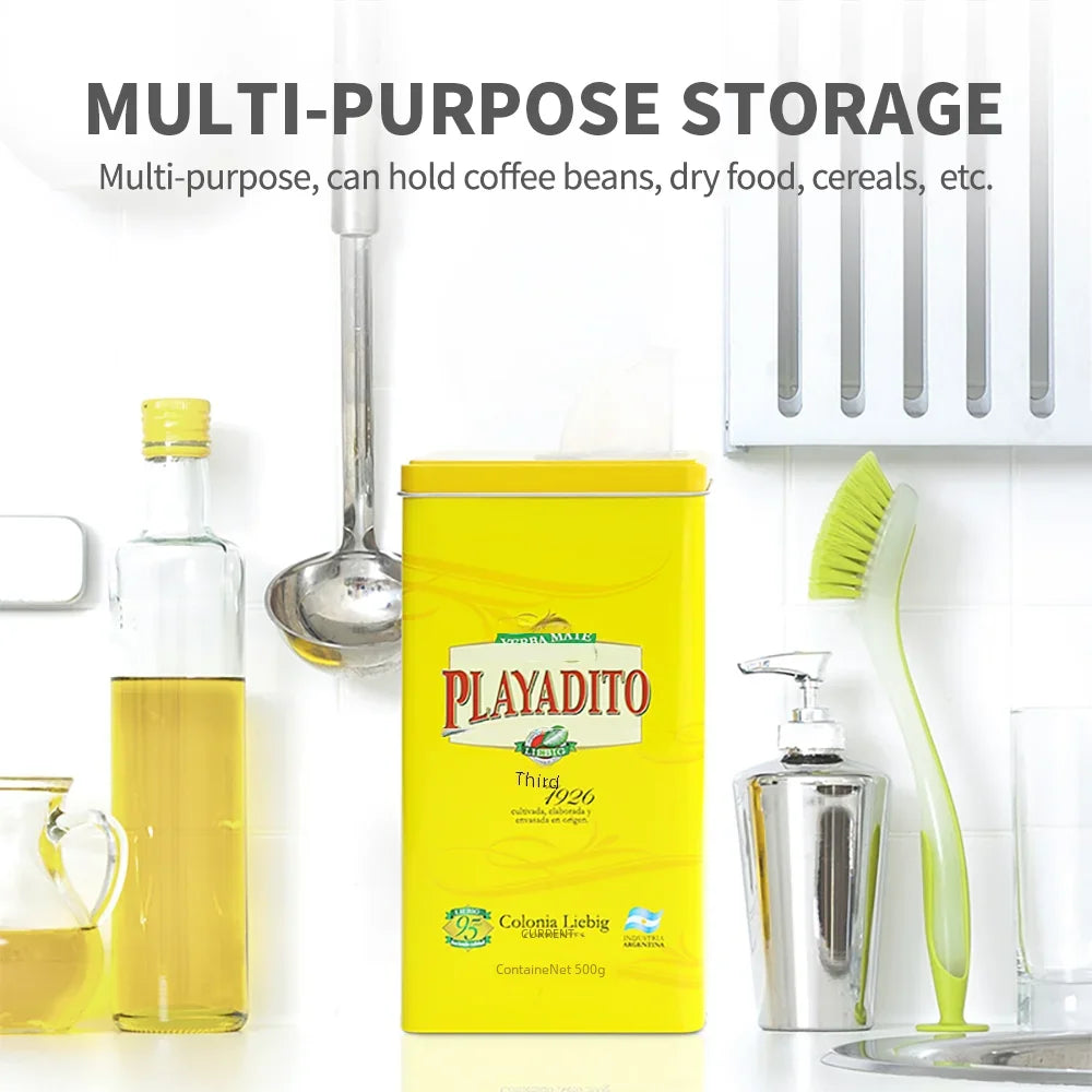 Yerbera Metal con Tapa 500g | Contenedor Hermético para Yerba Mate, Té y Café