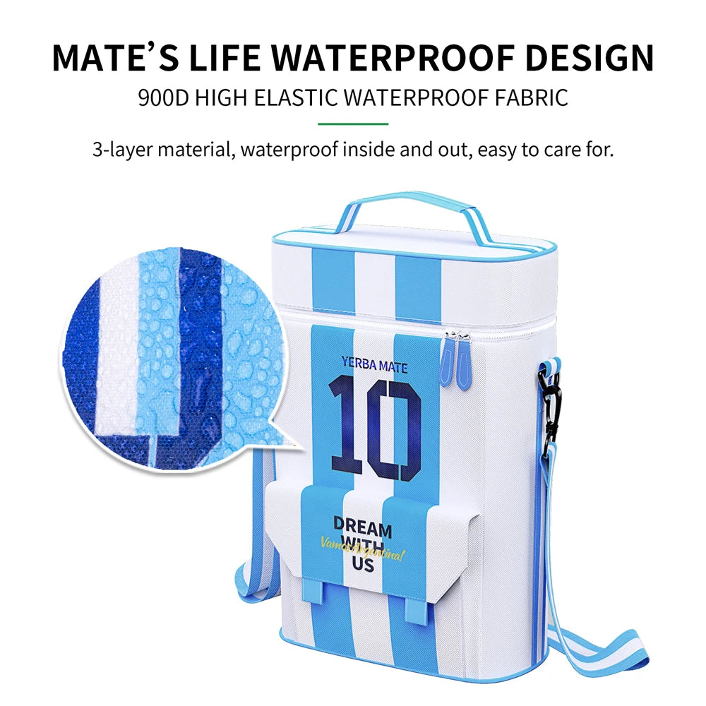 Bolsa Portamate Argentina N°10 | Doble Capa Impermeable con Compartimentos – Talla M