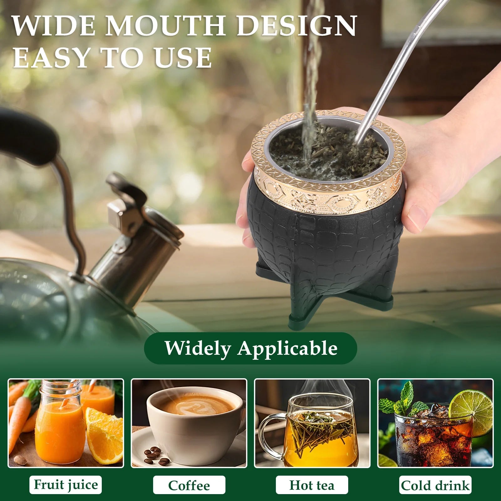 Mate Imperial de Acero Inoxidable Doble Pared 230-240ml + Bombilla – Individual o Set de 2