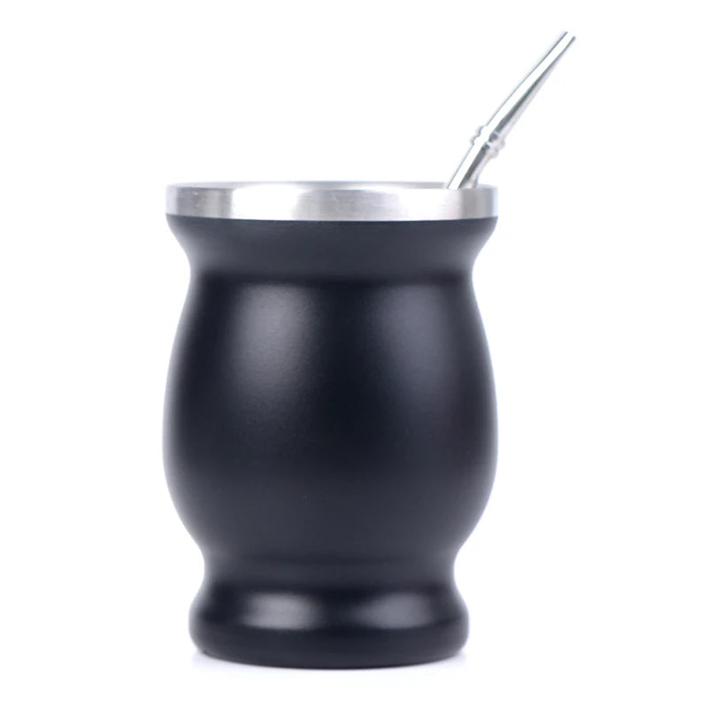 Mate Estilo Calabaza 8oz | Acero Inoxidable 304 Doble Pared con Bombilla – 5 Colores