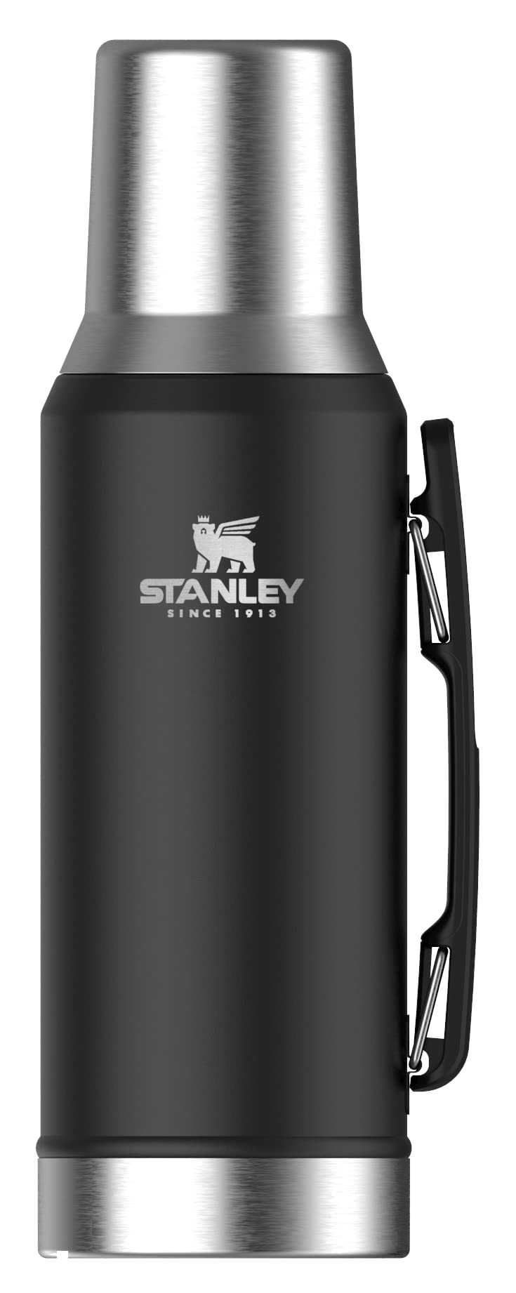 Stanley Classic Mate System 1.2 Lt- Vaso termico de boca ancha aislado al vacío con doble pared - Stanley termo acero inoxidable para bebidas frías y calientes, NEEGRO MATE