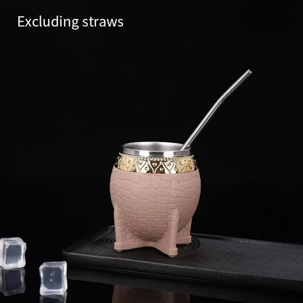Mate Premium Textura Carey | Taza Doble Pared 260ml Acero Inoxidable – 6 Colores
