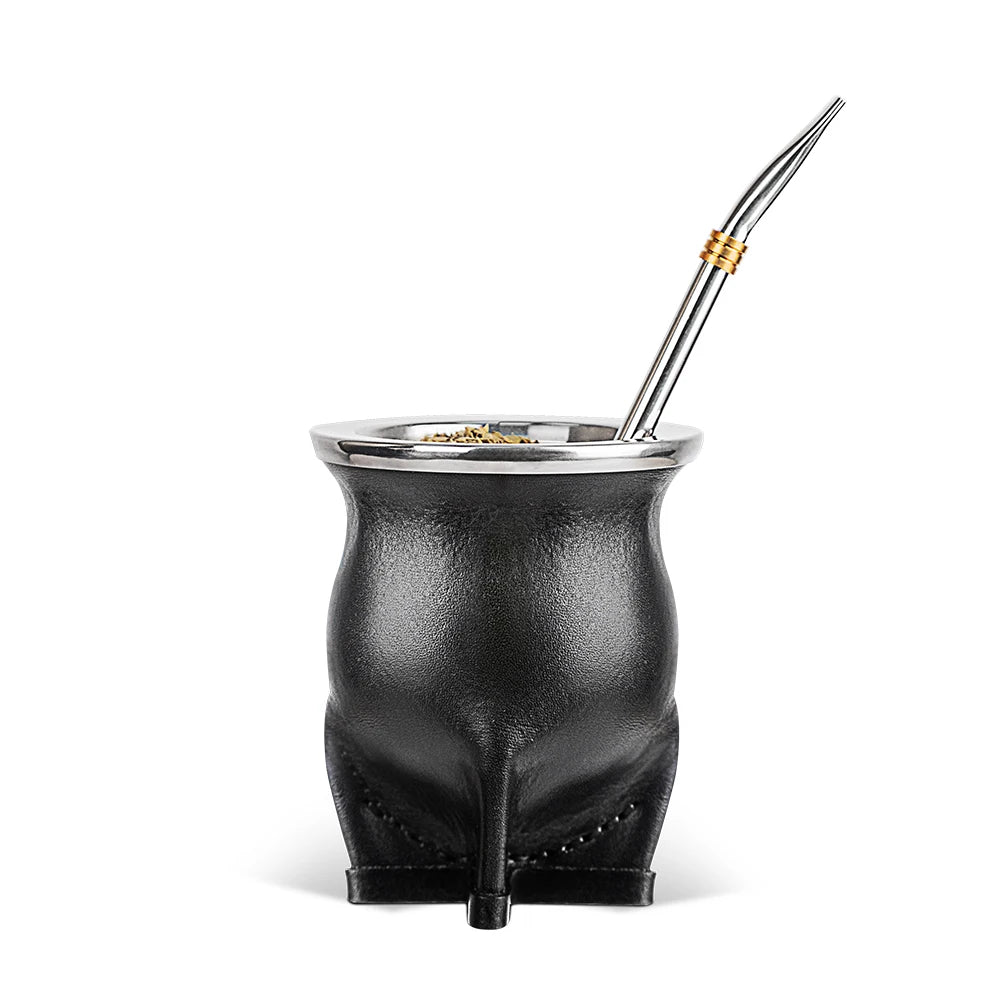 Mate con Interior de Cerámica | Taza Calabaza Argentina 200-400ml + Bombilla + Cepillo – 2 Colores