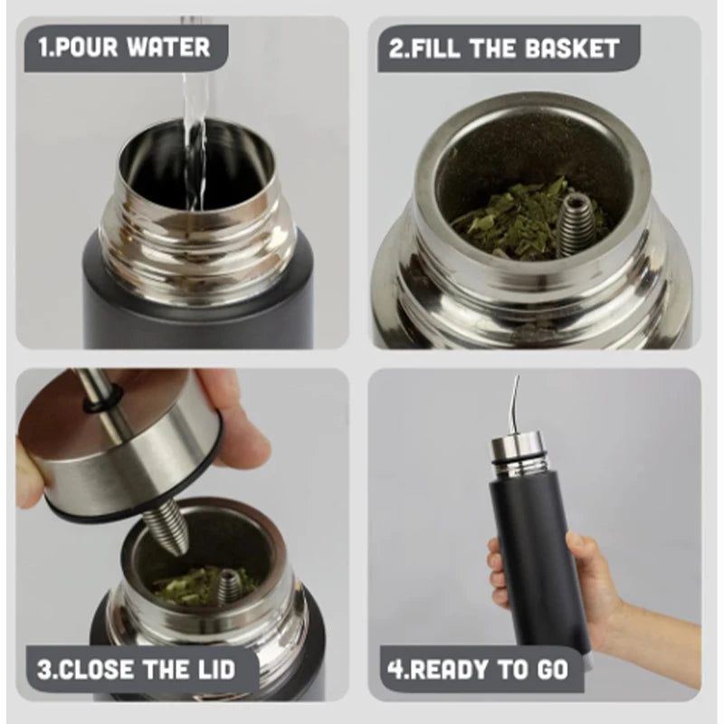 Termo Mate 2-en-1 con Bombilla Integrada | Acero Inoxidable 500ml y 750ml
