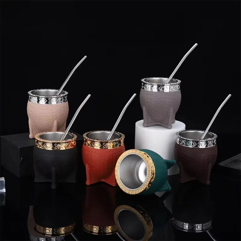 Mate Premium Textura Carey | Taza Doble Pared 260ml Acero Inoxidable – 6 Colores