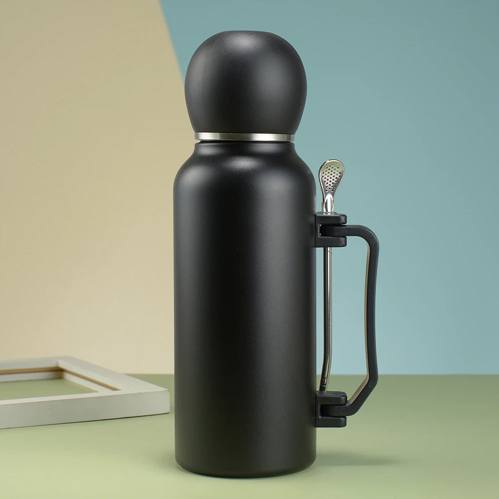 Set Termo Mate 3-en-1 | Botella Aislante 1.3L + Taza + Bombilla – Acero Inoxidable