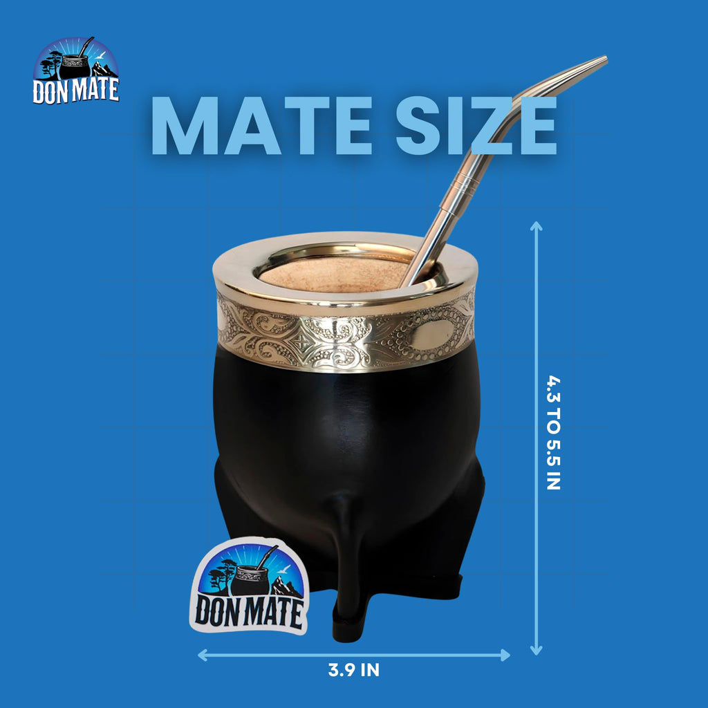 DON MATE - Taza para Mate Argentino + Bombilla Mate de Acero Inoxidable | Juego de Tazas Tradicional | Ideal para Yerba y Taza Mate Artesanal