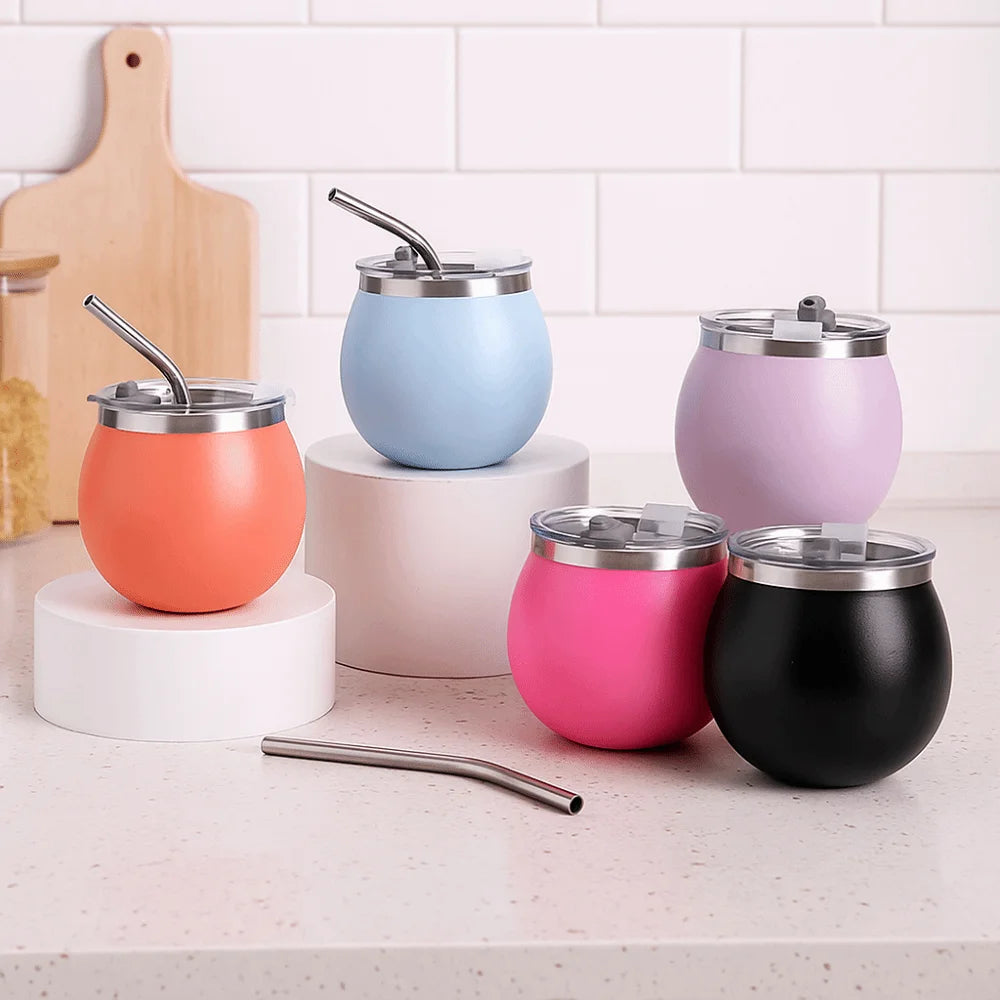 Mate Mini Doble Pared 5oz | Taza de Acero Inoxidable con Bombilla y Tapa – Portátil