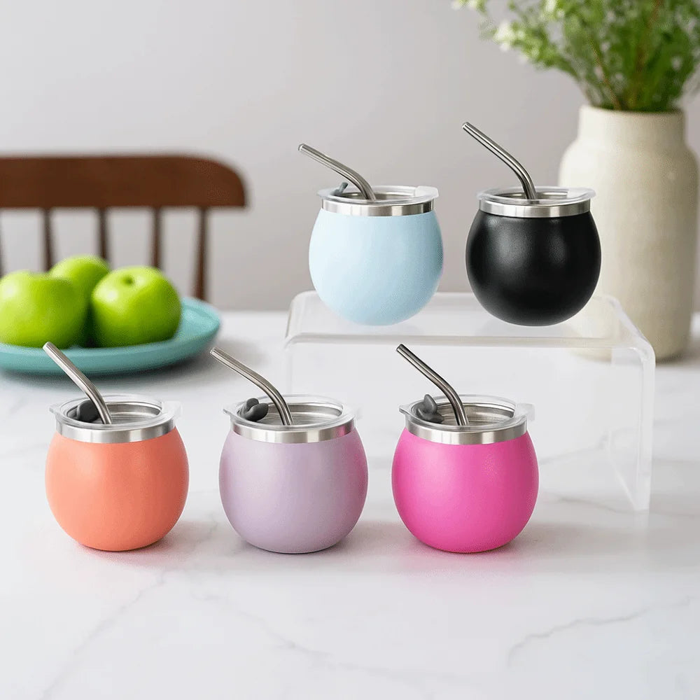 Mate Mini Doble Pared 5oz | Taza de Acero Inoxidable con Bombilla y Tapa – Portátil