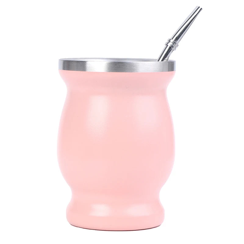 Gourd Style Mate Cup 8oz | Double Wall 304 Stainless Steel with Bombilla – 5 Colors
