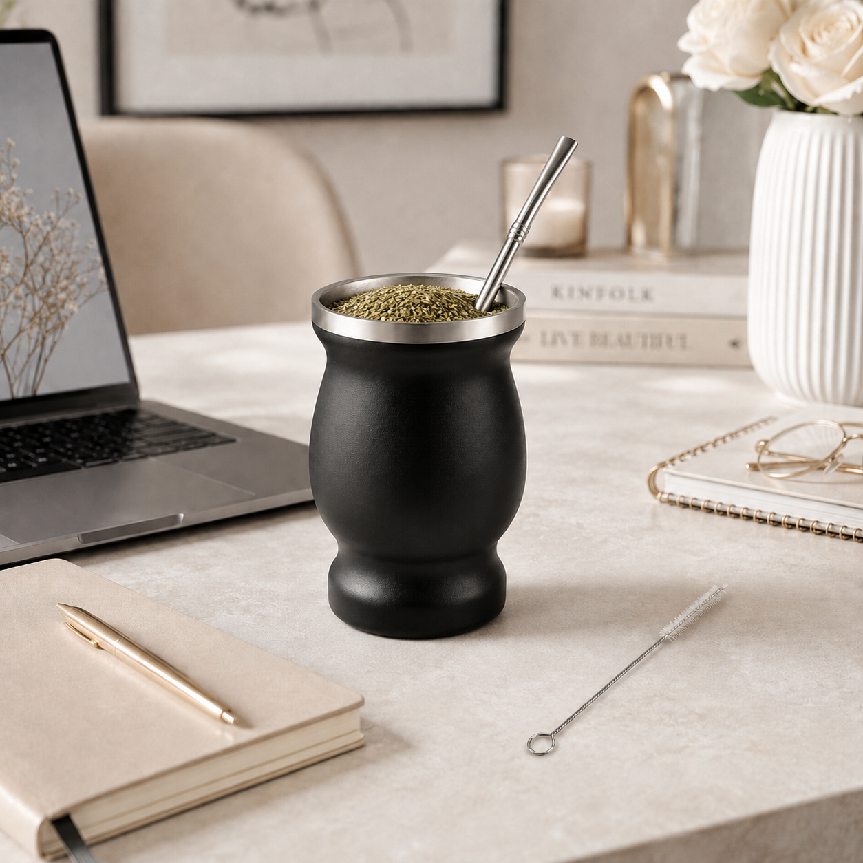 Mate de Acero Inoxidable Set Completo -Yerba Mate incluido.