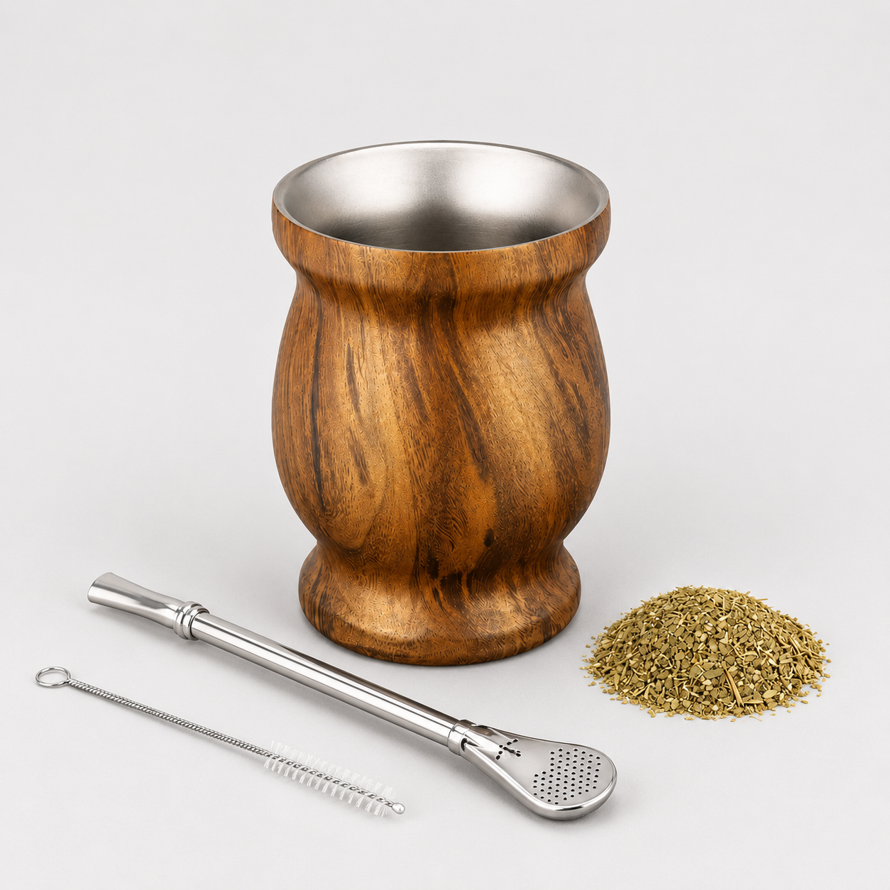 Mate de Acero Inoxidable Set Completo -Yerba Mate incluido.