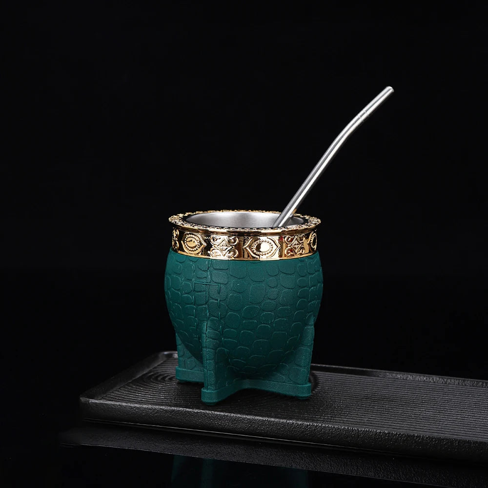 Mate de Cuero Artesanal 180ml con Bombilla | Estilo Argentina y Uruguay