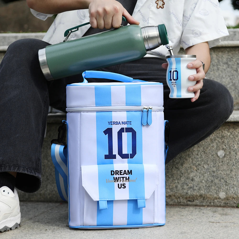 Bolsa Portamate Argentina N°10 | Doble Capa Impermeable con Compartimentos – Talla M