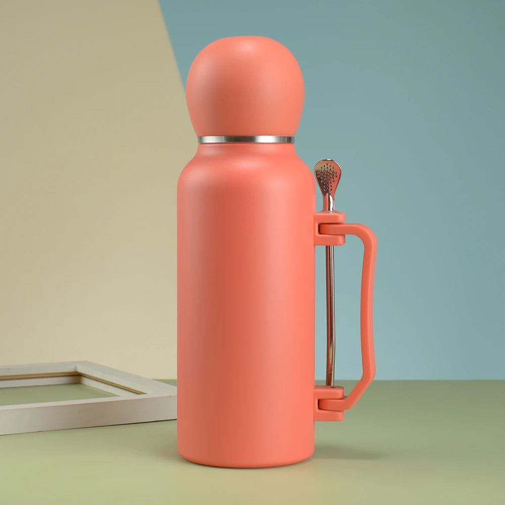 Set Termo Mate 3-en-1 | Botella Aislante 1.3L + Taza + Bombilla – Acero Inoxidable