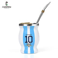 Kit Mate Argentina N°10 | Taza Acero + Bombilla + Cepillo de Limpieza – Azul