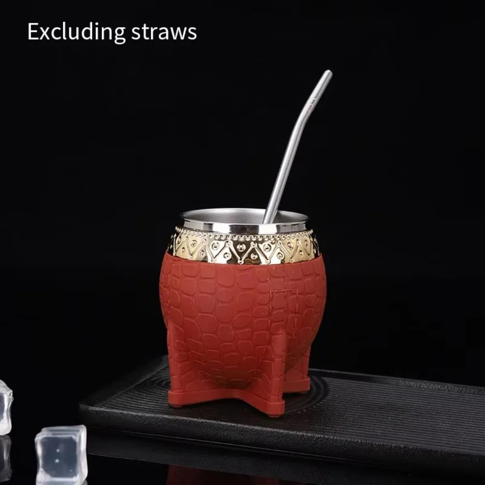 Mate Premium Textura Carey | Taza Doble Pared 260ml Acero Inoxidable – 6 Colores