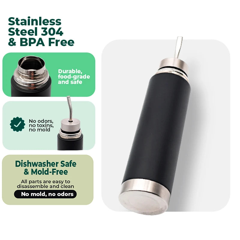 Termo Mate 2-en-1 con Bombilla Integrada | Acero Inoxidable 500ml y 750ml