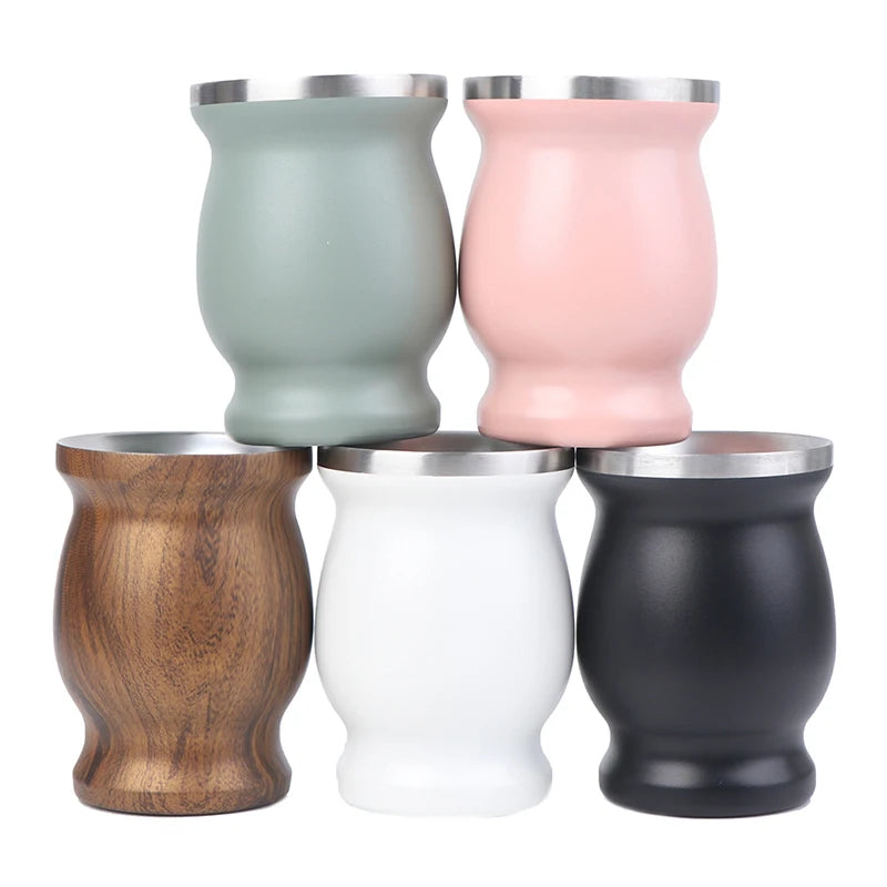 Mate Estilo Calabaza 8oz | Acero Inoxidable 304 Doble Pared con Bombilla – 5 Colores