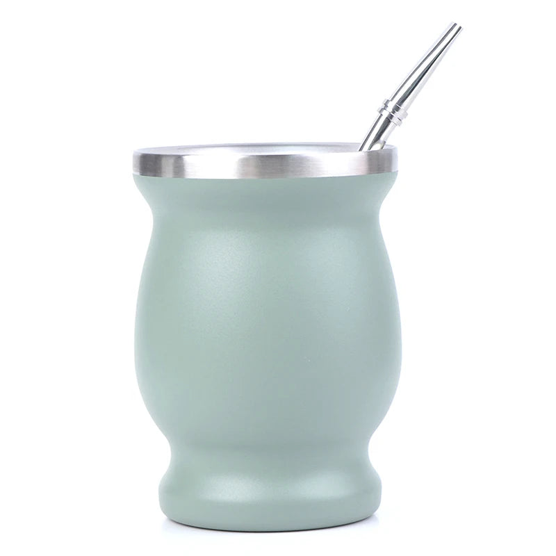 Gourd Style Mate Cup 8oz | Double Wall 304 Stainless Steel with Bombilla – 5 Colors
