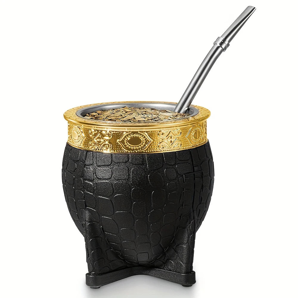 Mate de Cuero Artesanal 180ml con Bombilla | Estilo Argentina y Uruguay