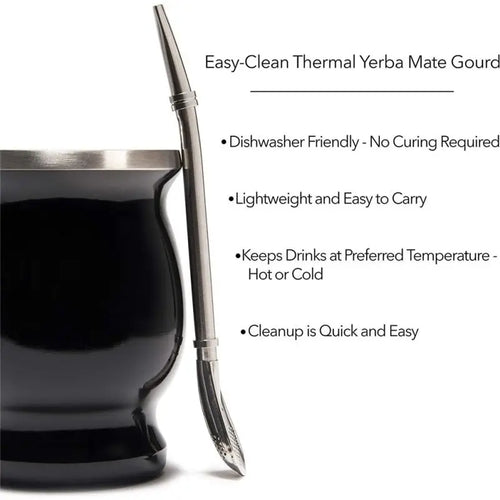 8oz Yerba Mate Cup Double Wall Stainless Steel Portable Tea Mug Argentine Yerba Mate Gourd with Spoon Bombillas Cleaning Brush