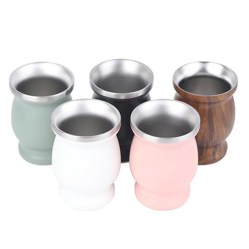 Mate Estilo Calabaza 8oz | Acero Inoxidable 304 Doble Pared con Bombilla – 5 Colores