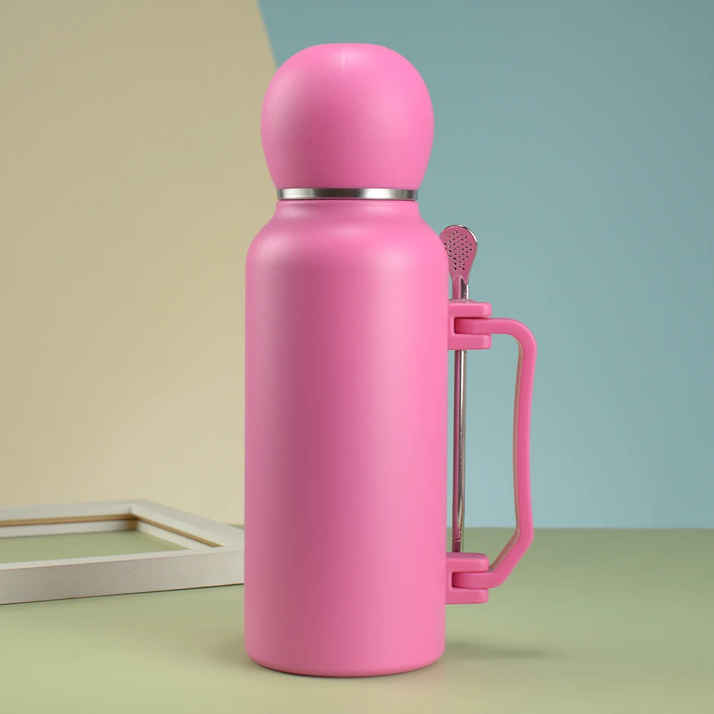Set Termo Mate 3-en-1 | Botella Aislante 1.3L + Taza + Bombilla – Acero Inoxidable